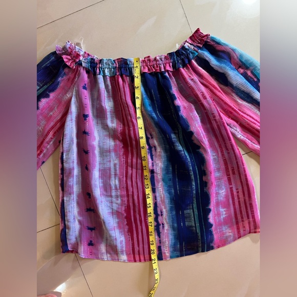 INC Womens Blouse Long Sleeve Off-The-Shoulder Tie Dye Top Shirt Multi S $70 NWT - Picture 6 of 16